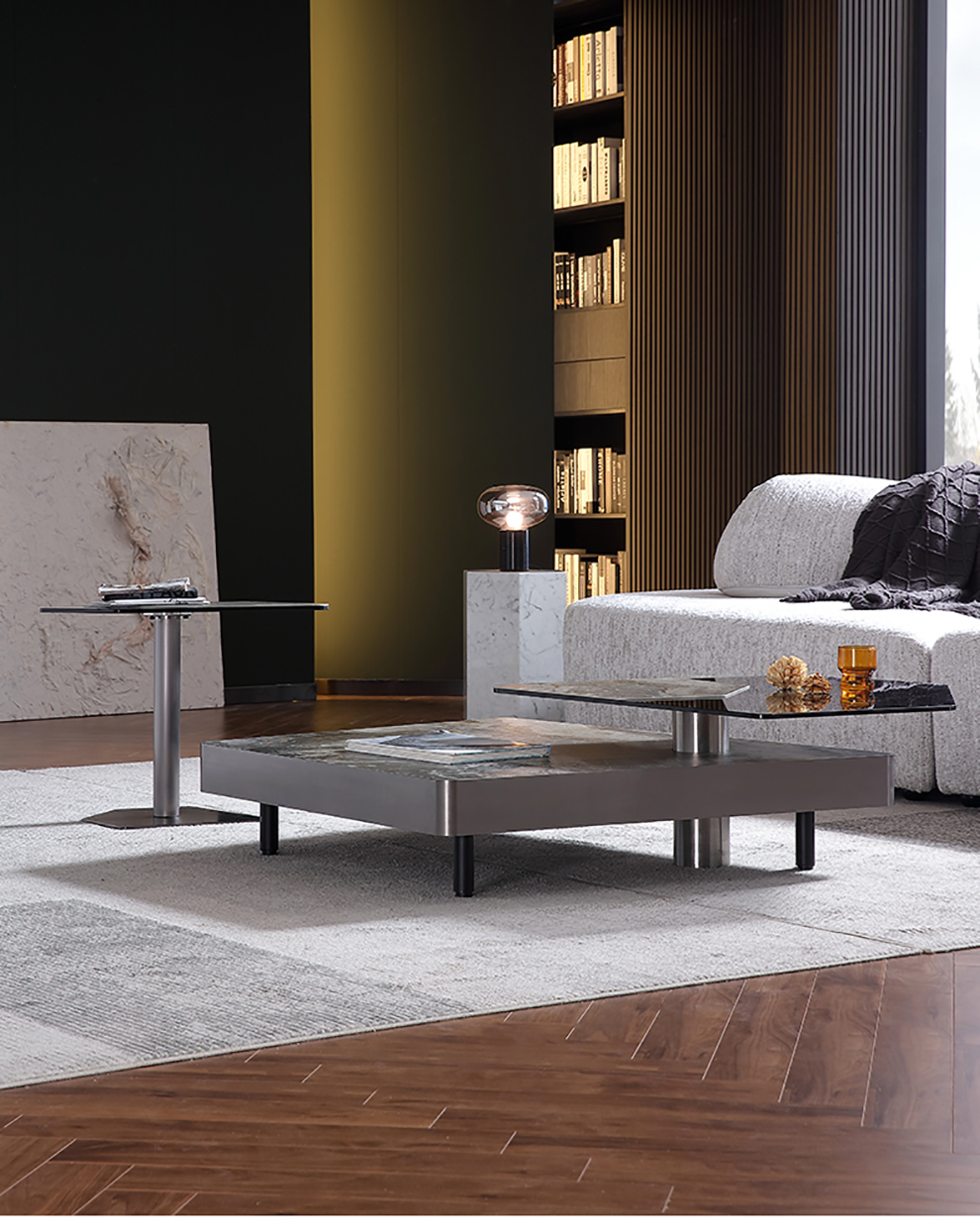 专注20年出口工厂迪伦公馆茶几minotti异形岩板高级飞船茶几奢石几何