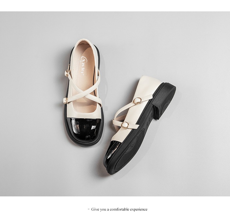 奥古狮登玛丽珍女鞋2022夏季新款百搭粗跟浅口单鞋气质法式厚底乐福小