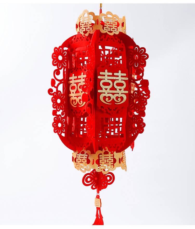 红灯笼阳台带灯 结婚红灯笼婚房灯宫灯装饰中式婚庆用品带喜字小挂件