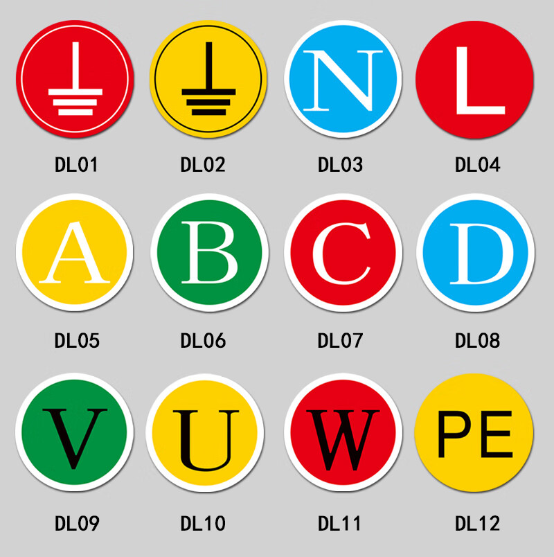 接地标识电力标贴电源线电工电气三相配电箱柜相位标识标签火线零线