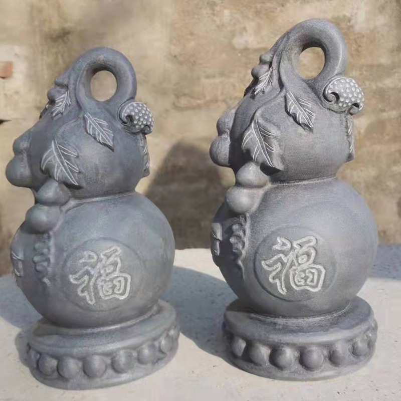 石雕葫芦摆件青石石头雕刻家居玄关工艺品大小号可定制 高10厘米肚子