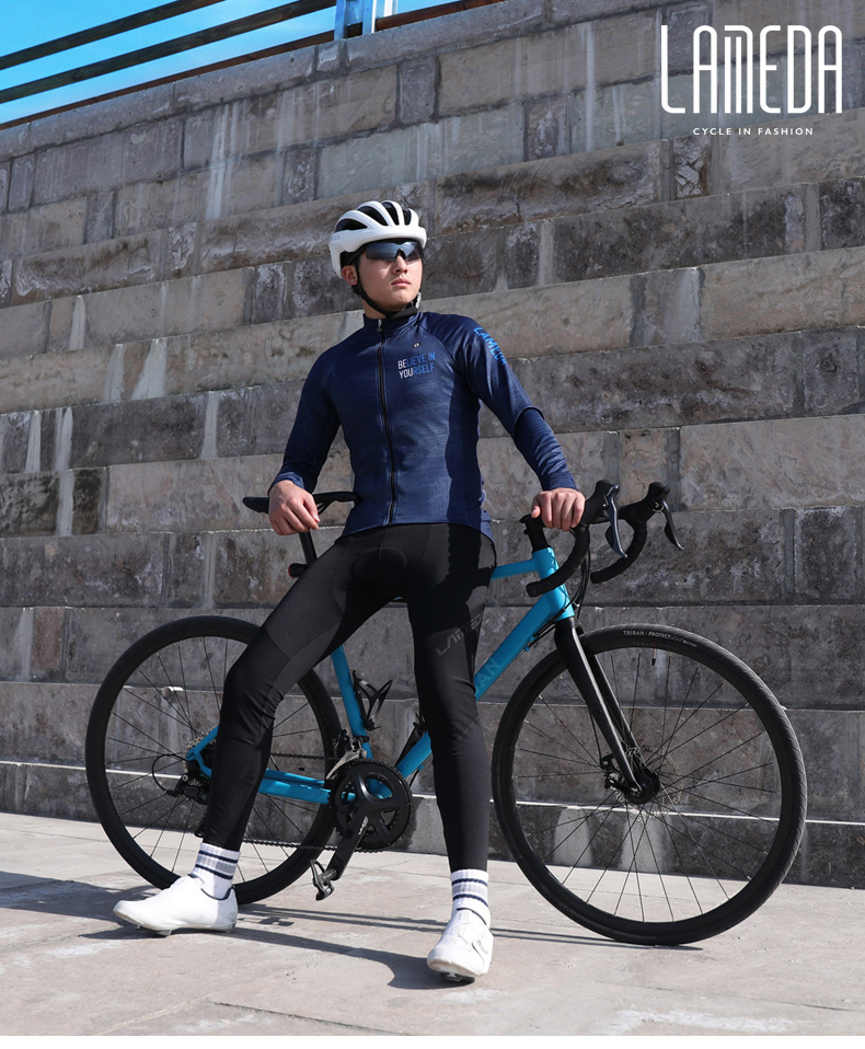 春秋夏季骑行服男上衣长袖长裤装备套装山地公路自行车服装渐影上衣m