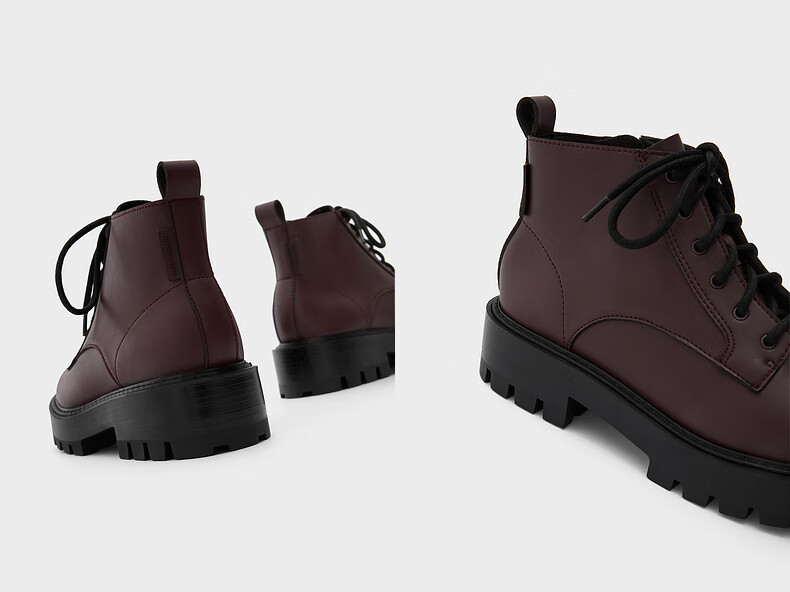 charles&keith21秋季新品ck1-90360351女士系带厚底踝靴