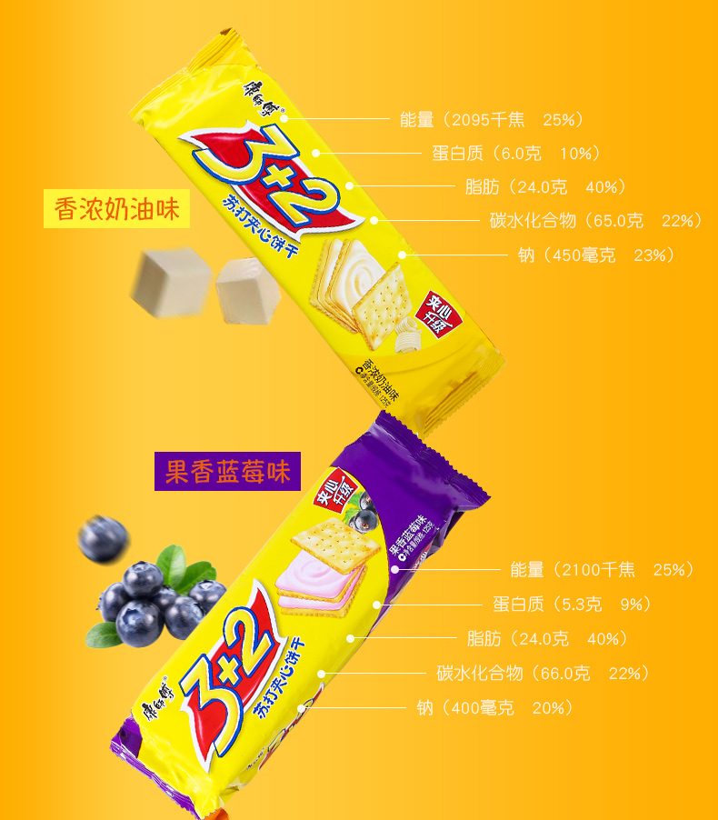 Kangshifu 3+2 Biscuits Lemon Flavor 125g