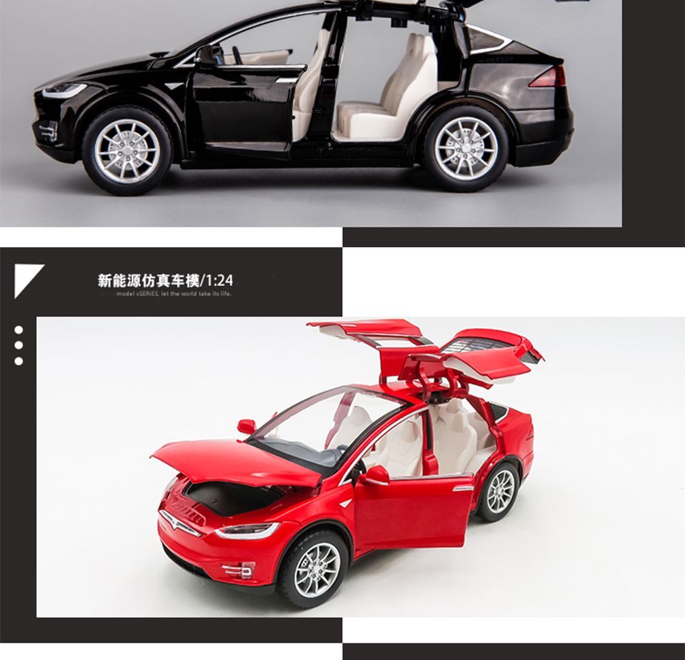 1:24特斯拉modelx 合金仿真汽車模型手辦玩具車收藏擺件 x-白色(1/24)