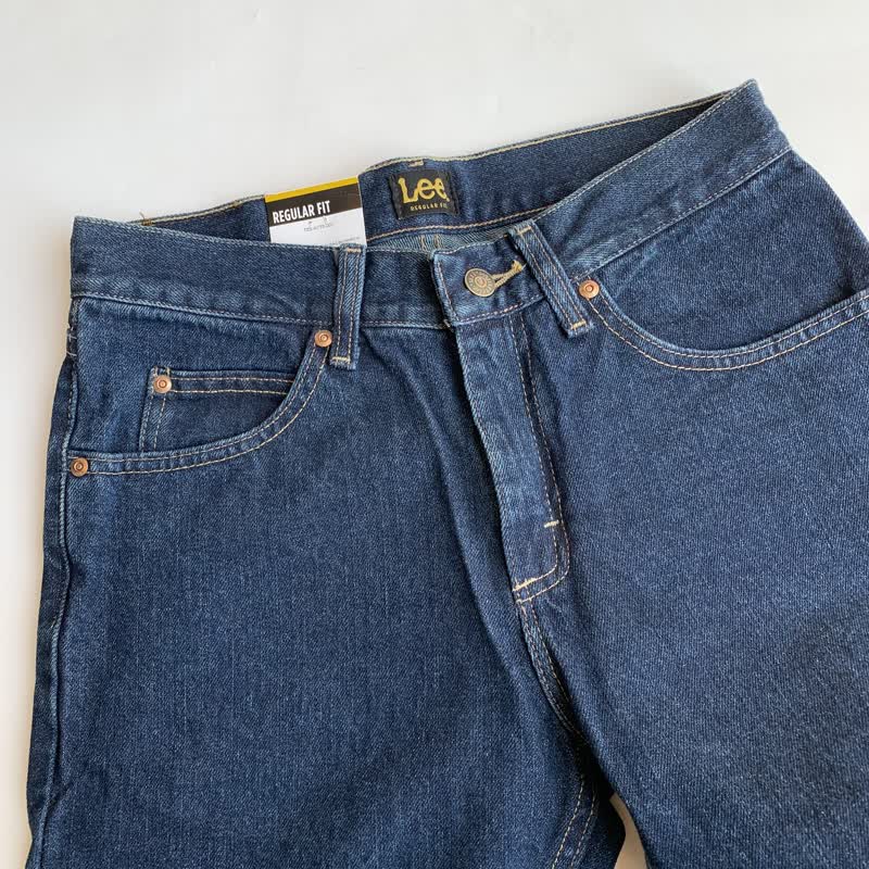 美国lee李牛仔裤深蓝色冰丝感标准宽松显瘦直筒微弹薄款舒适百搭男士