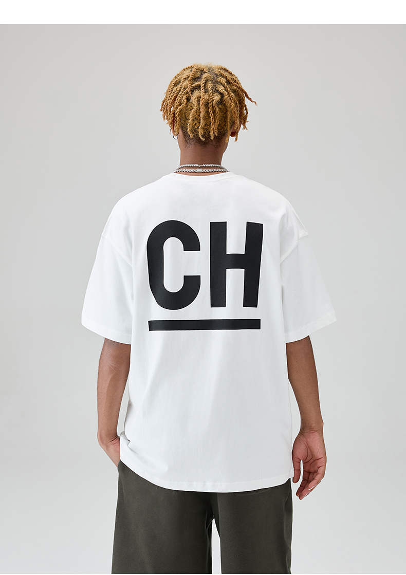 chinism高光系列ch基础logo印花短袖t恤男潮牌美式半袖cn2228t2170