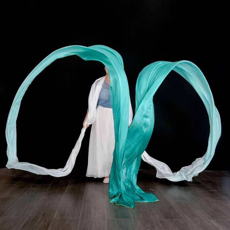 舞蹈彩绸彩带飞天舞真丝三色长绸飘带丝带李玉刚色绸红绸敦煌水袖 黄