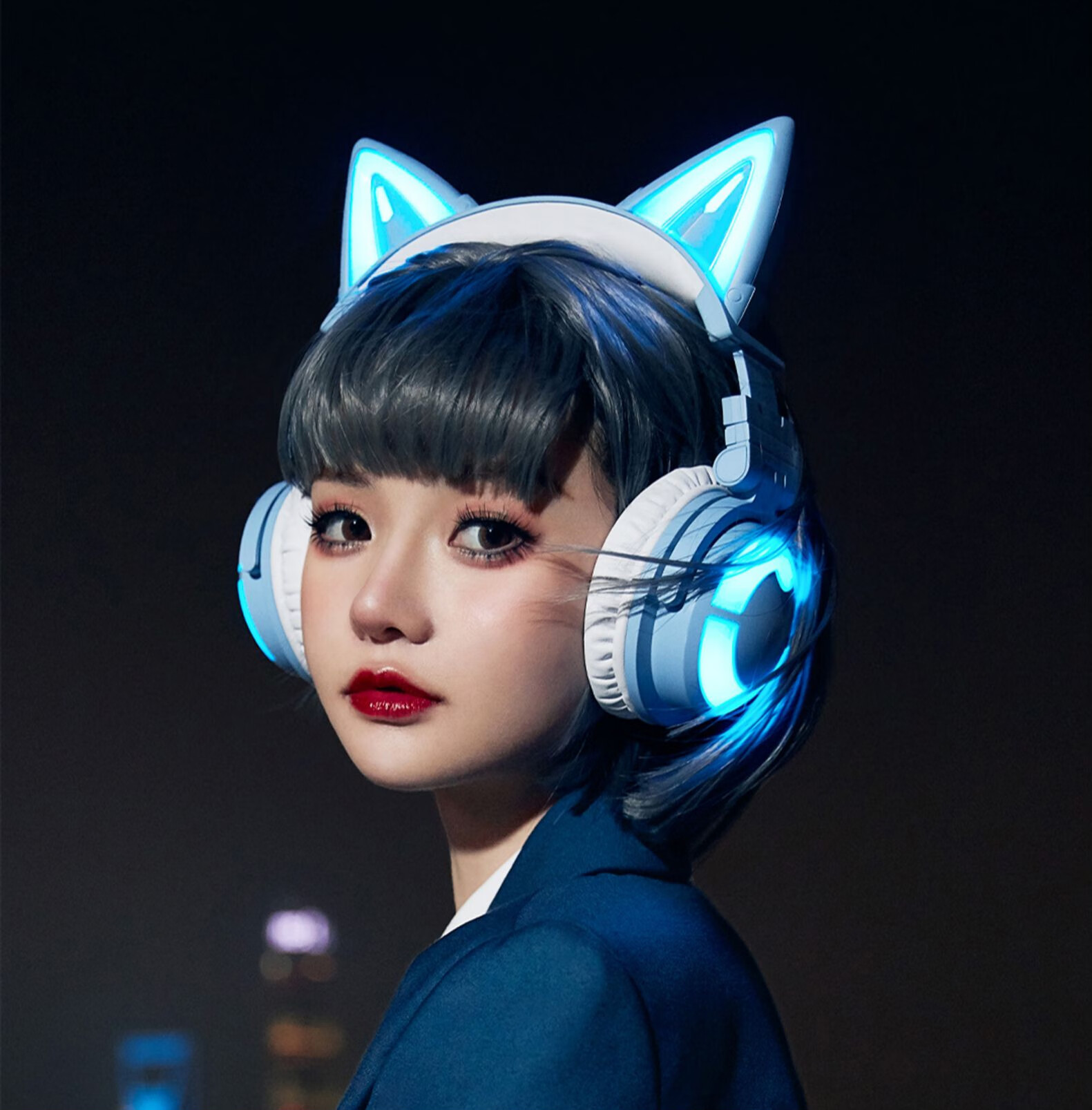 oloey联想(lenovo)通用妖舞猫耳耳机3g头戴式蓝牙电脑可爱少女游戏