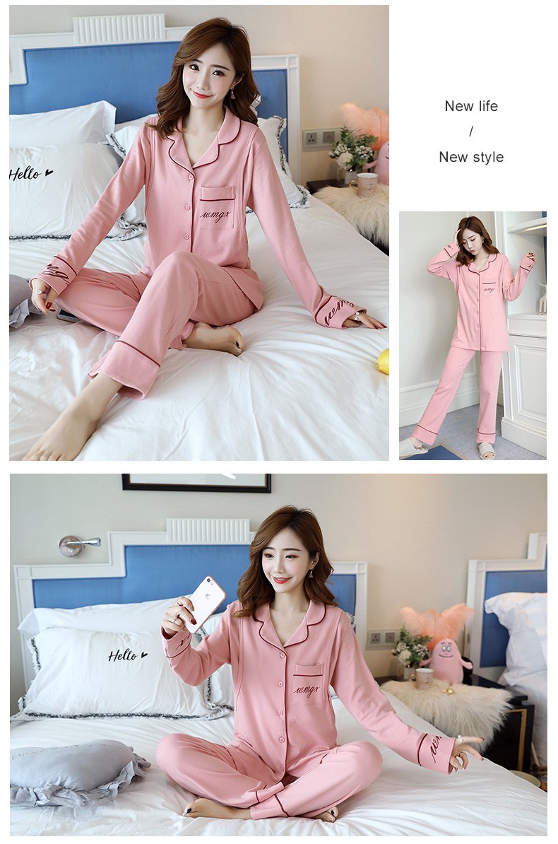 孕妇睡衣纯棉 月子服秋季款产后10月份产妇哺乳期孕妇睡衣春秋纯棉