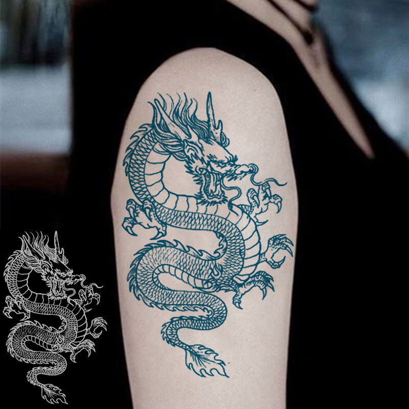 纹身贴洗不掉滴血狼头纹身贴防水男逼真手臂胸部背部狼头纹身贴纸刺青