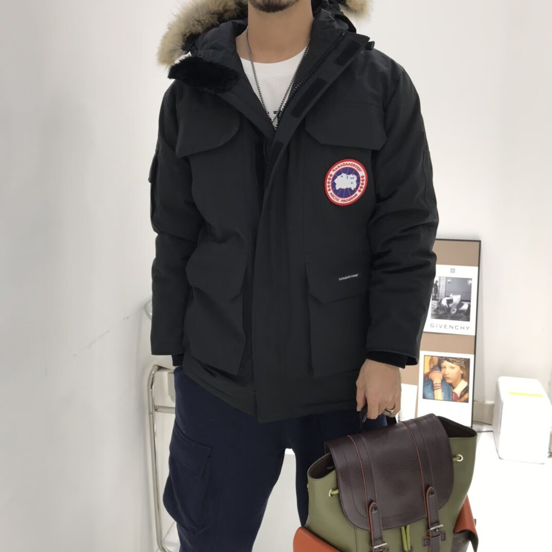 高端加厚经典工装中长款08远征派克白鸭绒狼毛羽绒服男女款 天蓝色 m