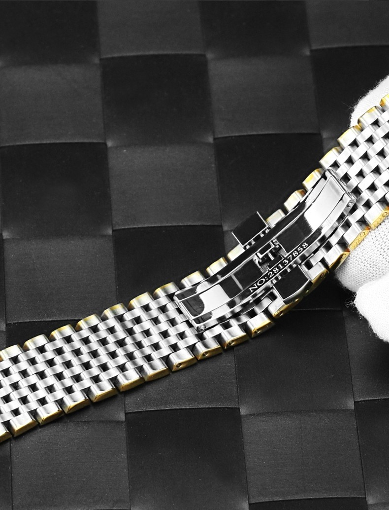 709表带男女瑰丽钢带超薄款不锈钢实心精钢手表带 银色 13mm【图片