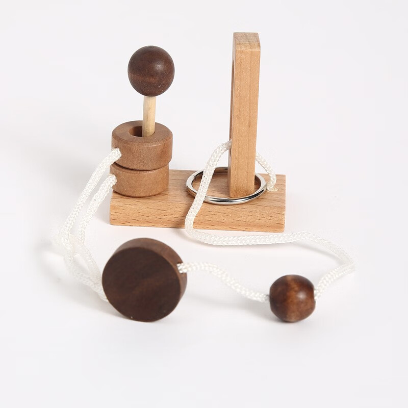 巧取木环 木制拓扑学玩具谜题玩具解绳解环烧脑解密 解压锻炼思维能力