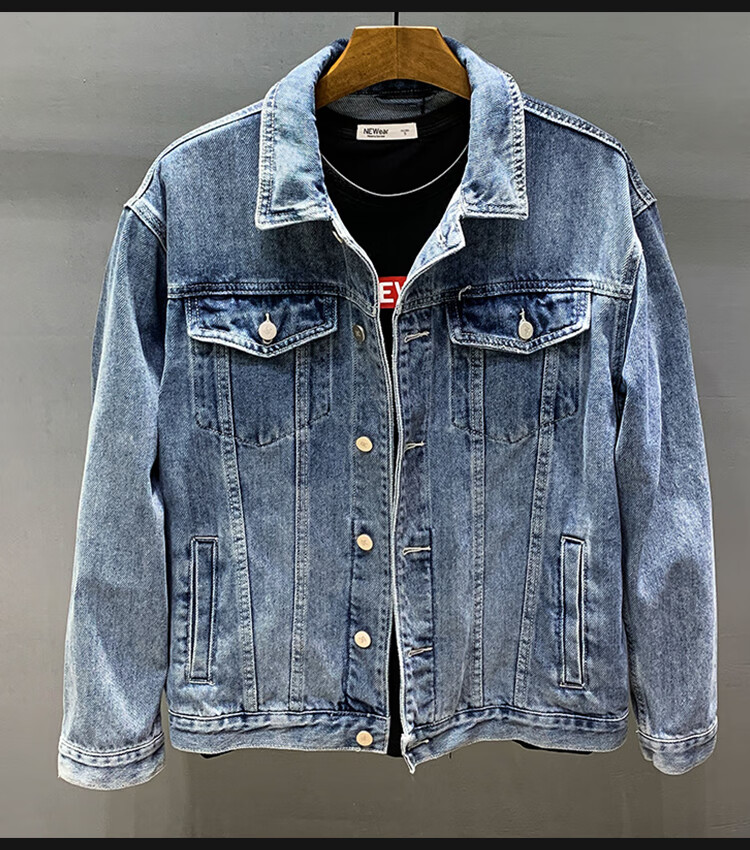 65潮牌boy春季浅色印花牛仔外套男潮牌宽松欧美街头夹克卡通褂子