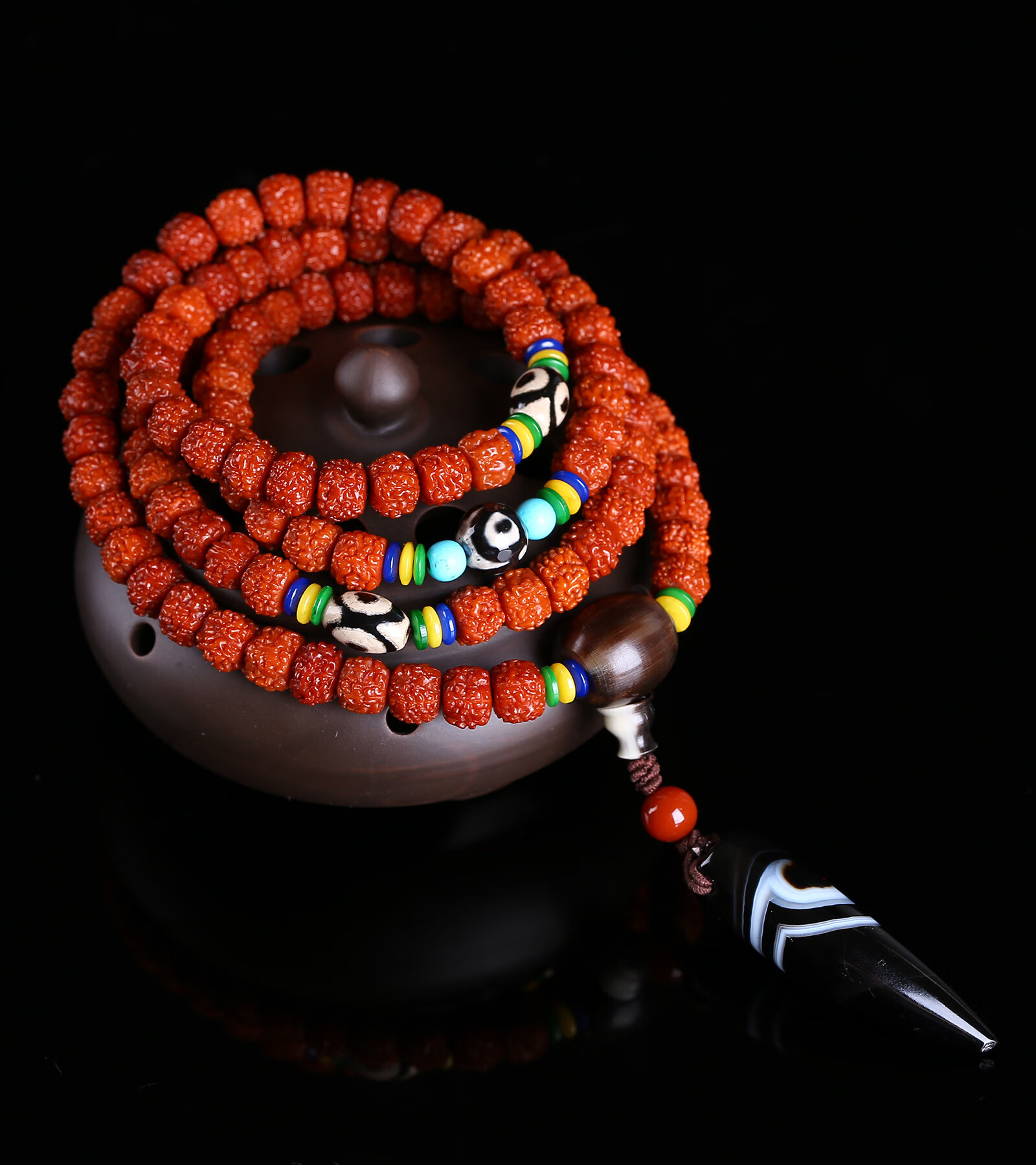 正宗机刷包浆藏式小金刚菩提子108佛珠手串项链 包浆玉化龙鳞纹男