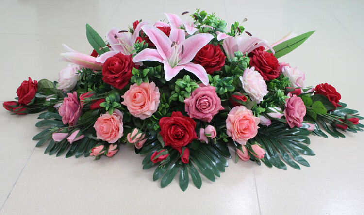 会议室假花仿真花卉前台摆花桌面摆设签约台花长形花会议桌装饰花 e款