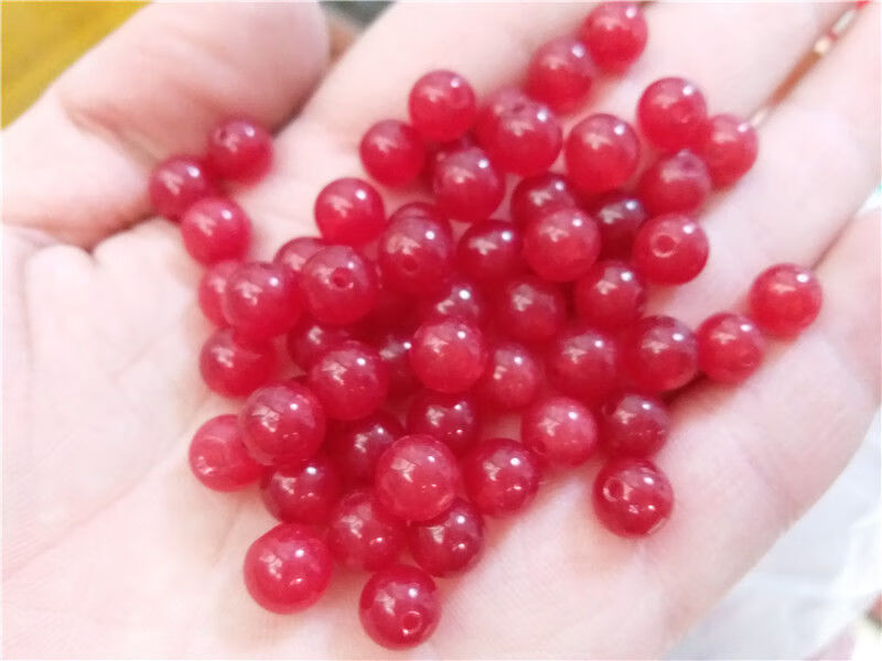 tjp diy饰品配件6毫米五彩玉石珠子批发 白玉圆珠散珠 玉珠子 蓝花色