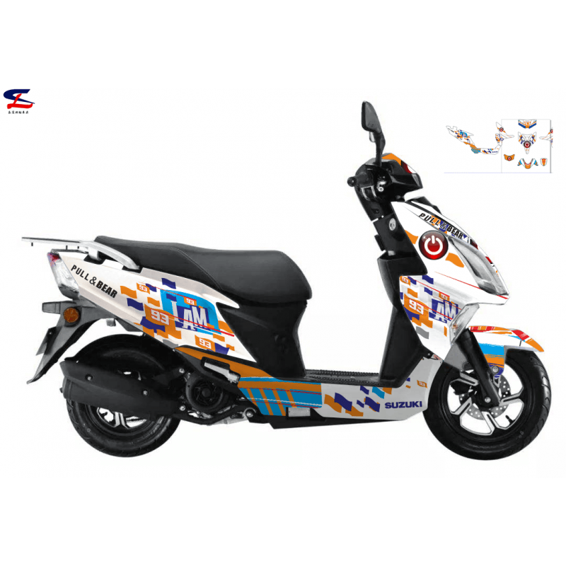 适用铃木uy125版画贴纸车身贴花改装全车贴膜拉花版花贴画 西瓜红