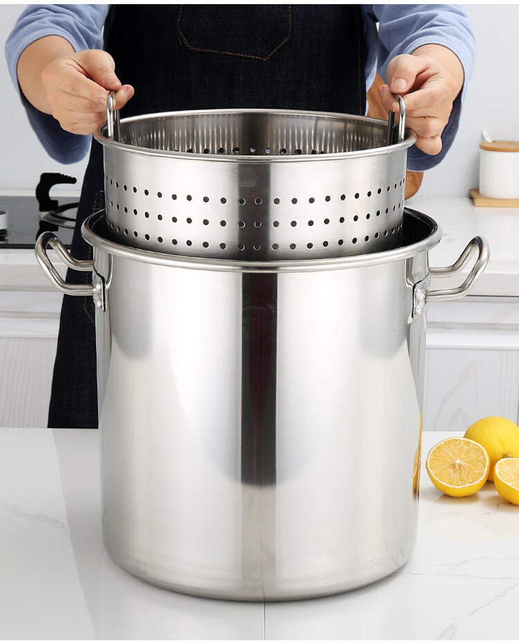 甲门jiamen商用卤虾桶加厚不锈钢漏桶小龙虾桶汤桶卤水桶炸焖油筛虾桶
