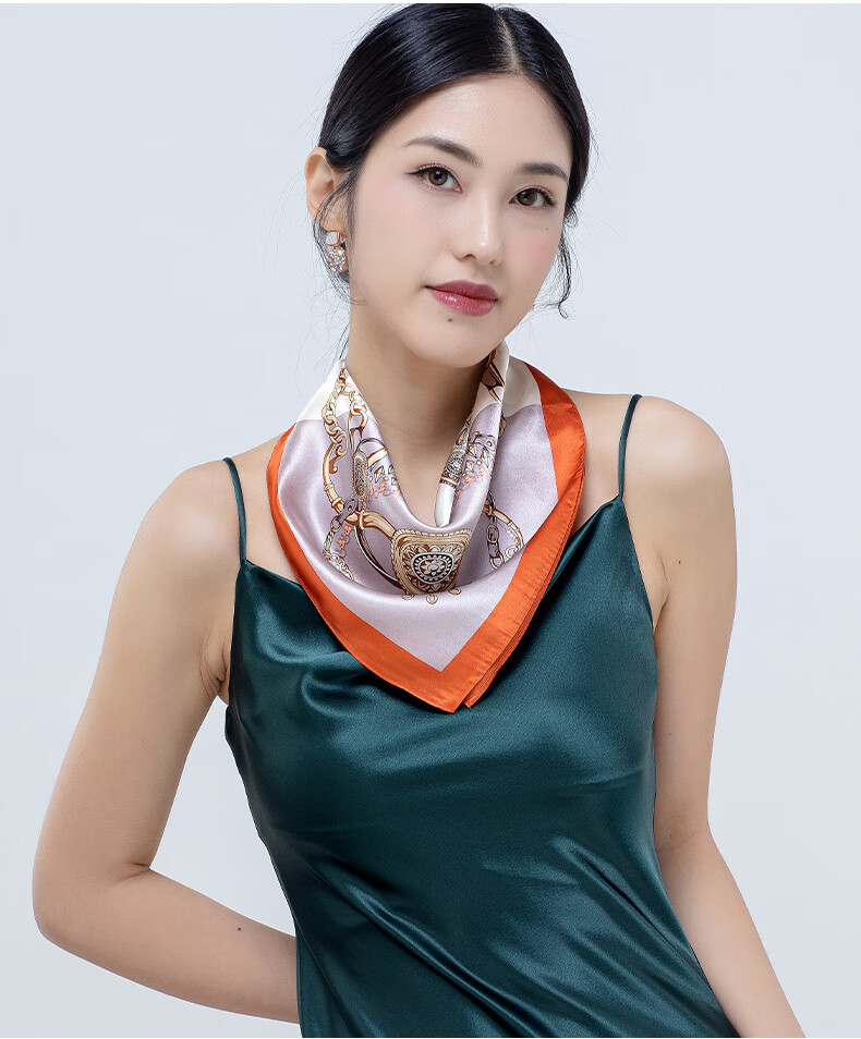 绝代佳人丝巾缎面印花真丝女春秋小丝巾时尚百搭领巾桑蚕丝小方巾巅峰