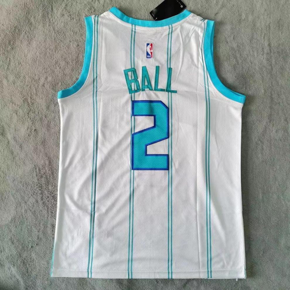 腾讯体育nba同款三球拉梅洛61鲍尔2号黄蜂球衣 nba刺绣篮球服 蓝色