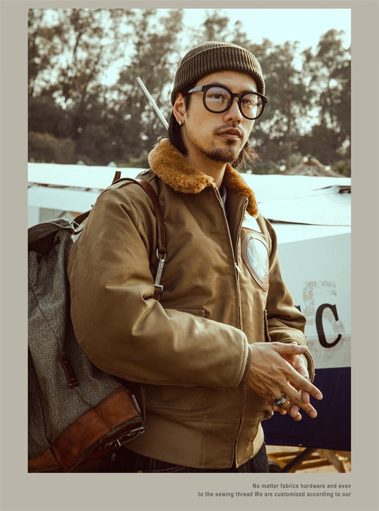 飞行夹克男装飞行服男秋冬宽松加厚工装棉服短外套定制款 b10飞行夹克