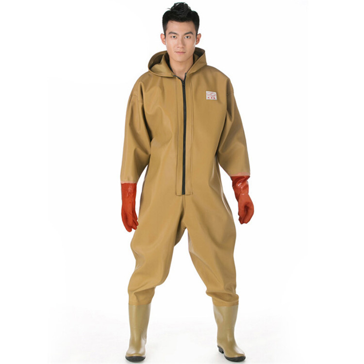 兰诗下水裤全身防水鱼裤连体雨裤 手套款黄色全身/110丝/360°防水 40