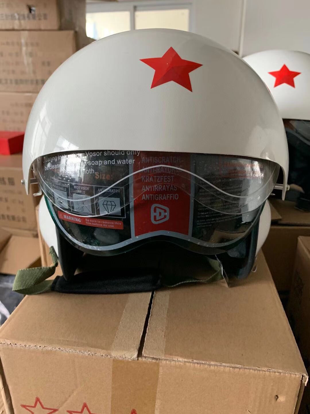 飞行员头盔飞行员头盔骑车头盔电动车摩托车机车盔双镜片半盔头盔