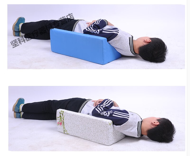 同款r型翻身防滑三角枕/防褥疮带拉锁易换洗侧身垫 蓝布r垫一个50*25*