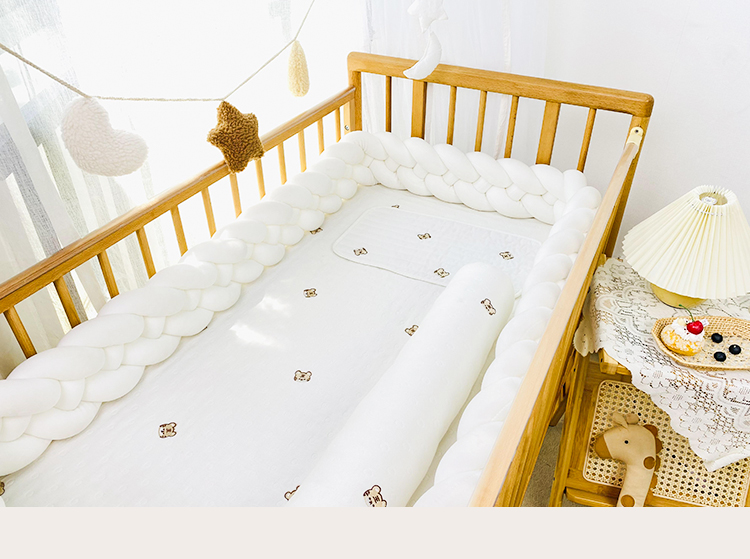 新生婴儿床床围栏软包儿童防撞条拼接床缓冲床靠ins麻花打结护栏 3股