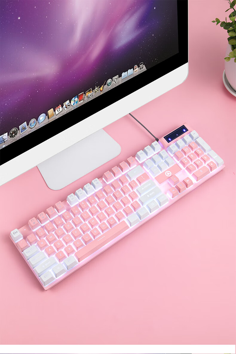 永劫无间键盘推荐英欧机械手感有线键盘粉色女生少女心rog volt80