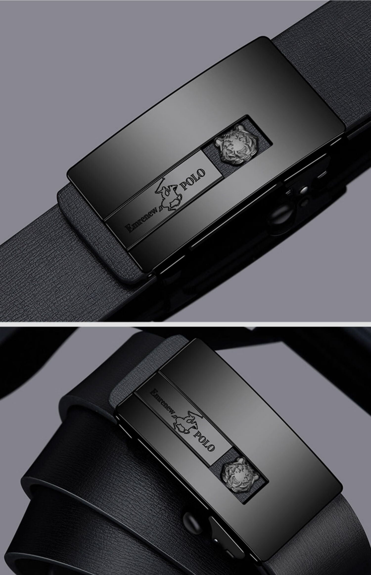 保罗polo旗舰店正品纯牛皮无牙自动扣皮带男真皮腰带商务百搭牛皮抖音