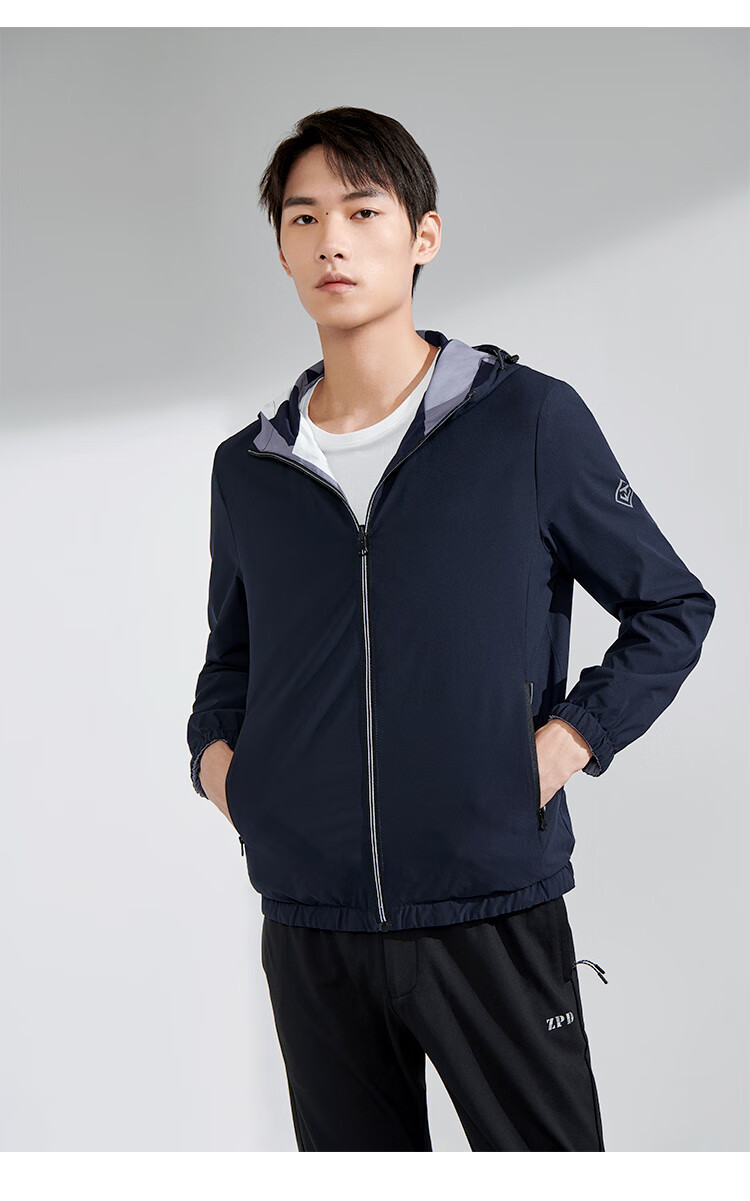 hla海澜之家双面穿连帽夹克2020春季新品简约有型外套男hwjad1q301a