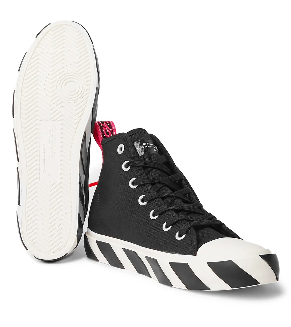 【现货】off white 2020年新款男士织物条纹系带高帮休闲运动鞋潮牌男