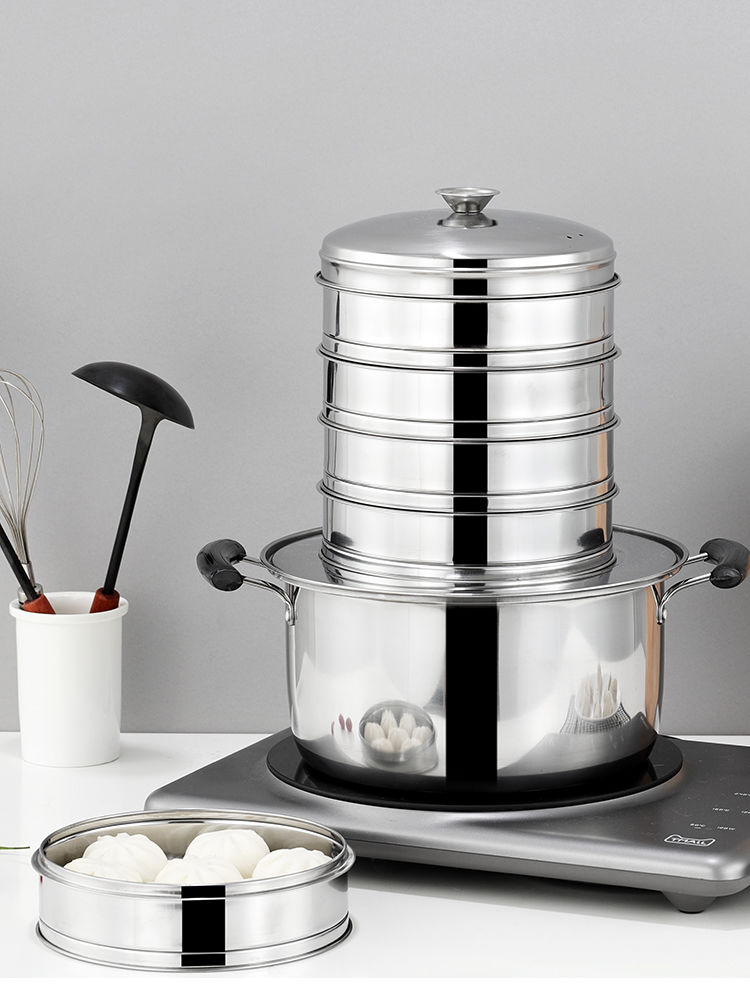 温妤不绣纲锅蒸笼商用小笼包蒸笼沙县点心蒸屉不锈钢蒸层酒楼饭店蒸格