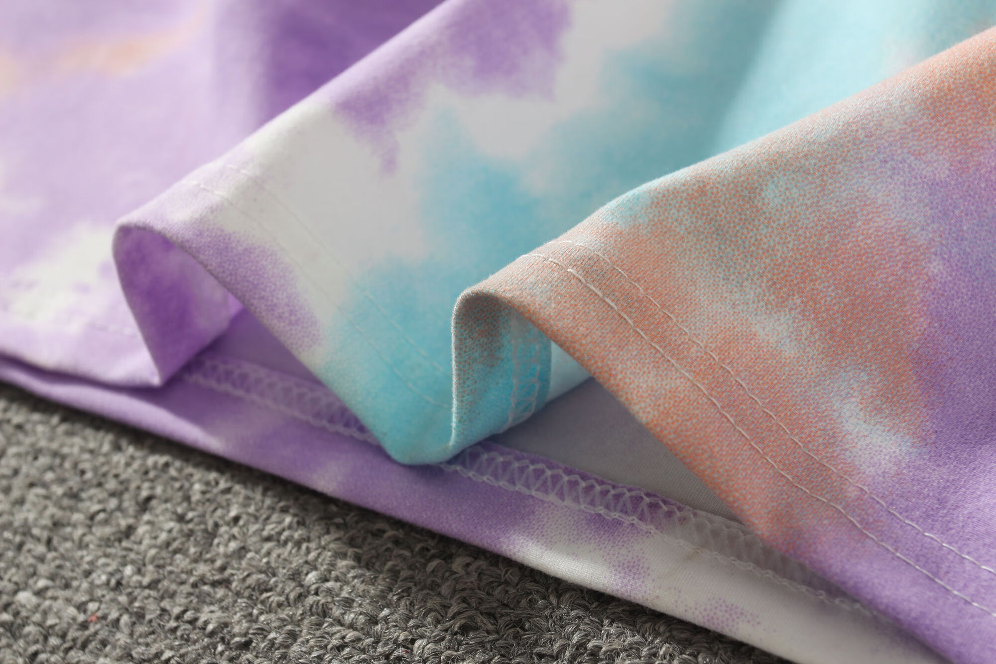 短袖t恤男女港风五分袖夏季ins潮牌嘻哈卡通印花上衣服 中国字母#紫色