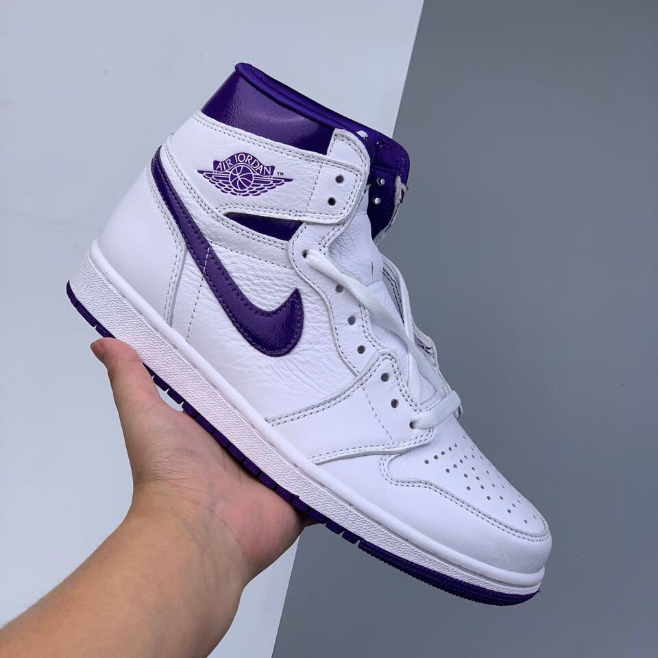 air 乔1 白紫钩 紫葡萄篮球鞋男女运动情侣鞋 cd0461-151 aj1白紫