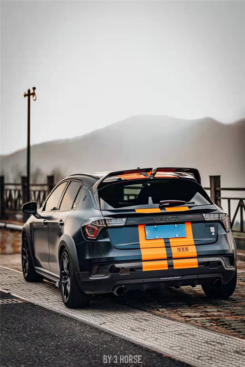 适用于领克03碳纤维尾翼02顶翼 02hb改装robot机器人abs亮黑 中翼 定