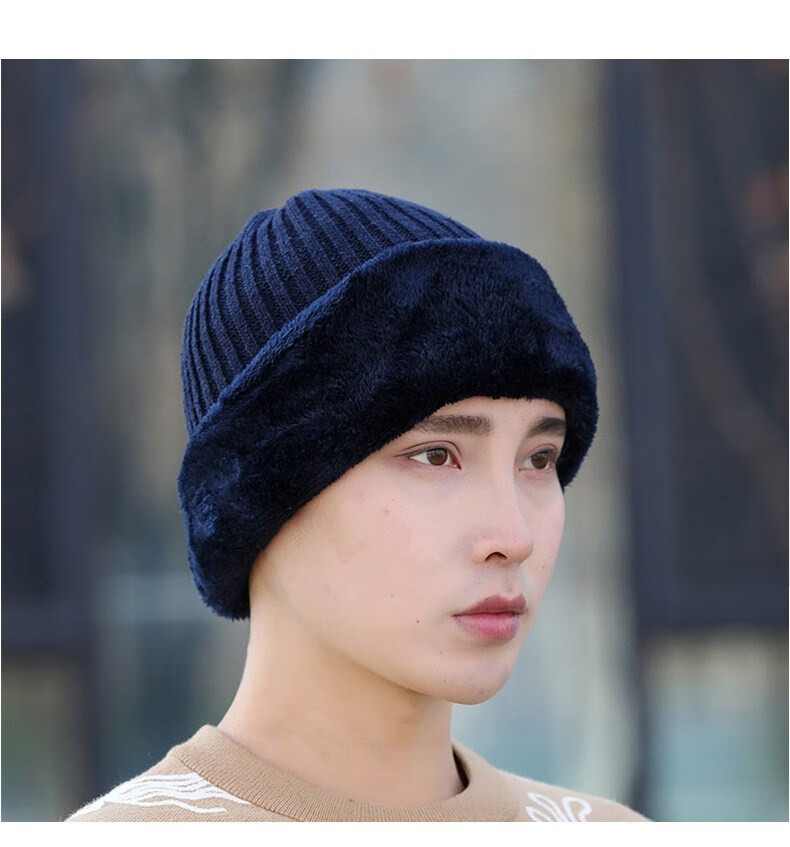 冬天眼镜帽子围巾一体男女加绒厚保暖毛线骑车护脸防寒针织帽护耳wjx