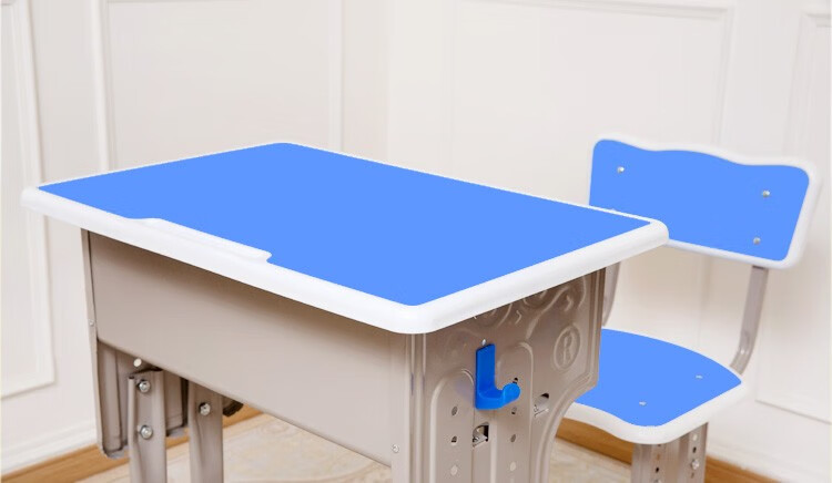 中小学校培训班可升降家用学习桌小桌批发 蓝色a1 单人双柱课桌 椅子