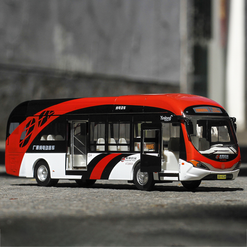 金属仿真北京公交大1路车珠海广通银隆公交巴士客车汽车模型玩具红色