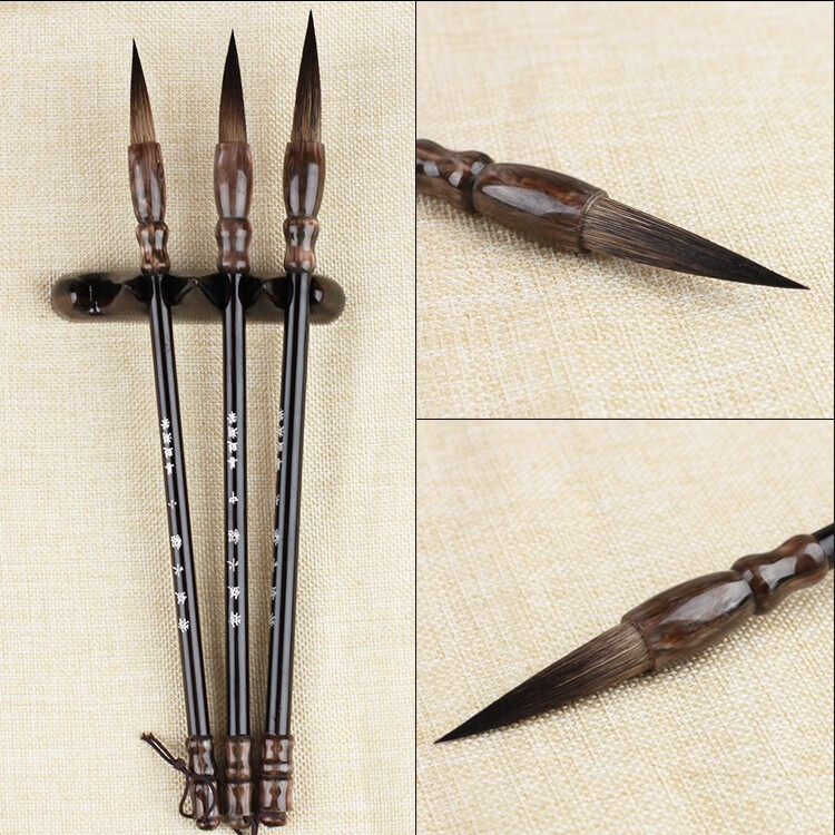 善琏湖笔毛笔水貂紫毫兼毫大中小楷文房四宝书法用品 紫豪 中楷