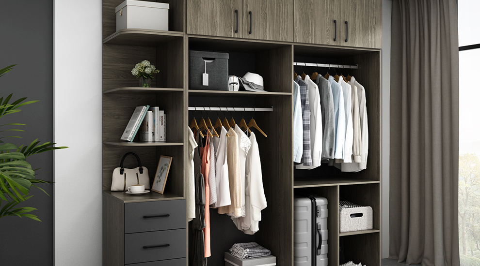 灰橡木色 四门衣柜 顶柜