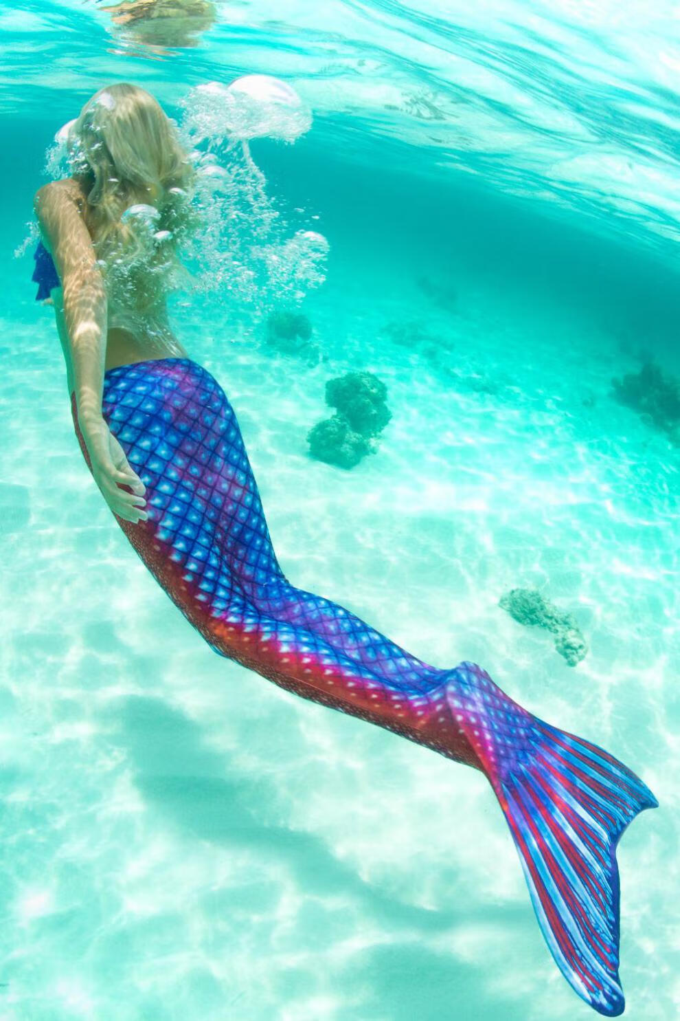新款赫赫妈美人鱼尾巴大人儿童泳衣女童人鱼公主游泳衣鱼尾衣服cos女