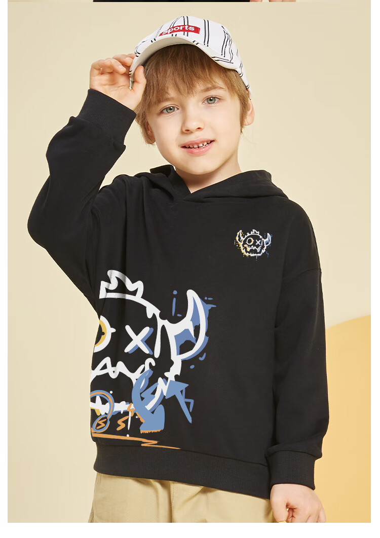 Jeanswest Children's Sweatshirt, 2025 Autumn Boys' Sports Top, Big Kids' National Trend Hooded Clothing, Boys' Pullover 18