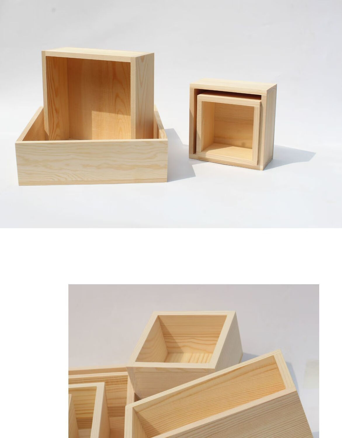 木盒无盖有盖实木收纳盒大号小号定制长方形正方形收纳木盒子121275cm