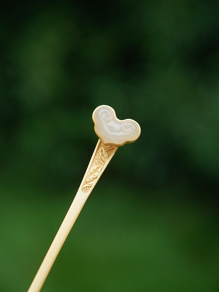 玉簪 和i田玉发簪女古风玉石簪子玉簪银金钗子高端设计师sn2953 收藏