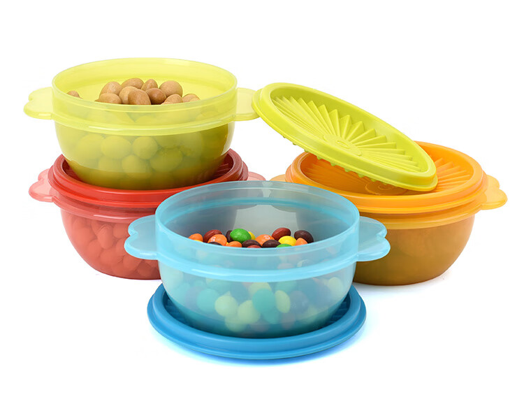 特百惠tupperware400ml保鲜盒开合易圆碗4件套食品冷藏零食储藏保鲜