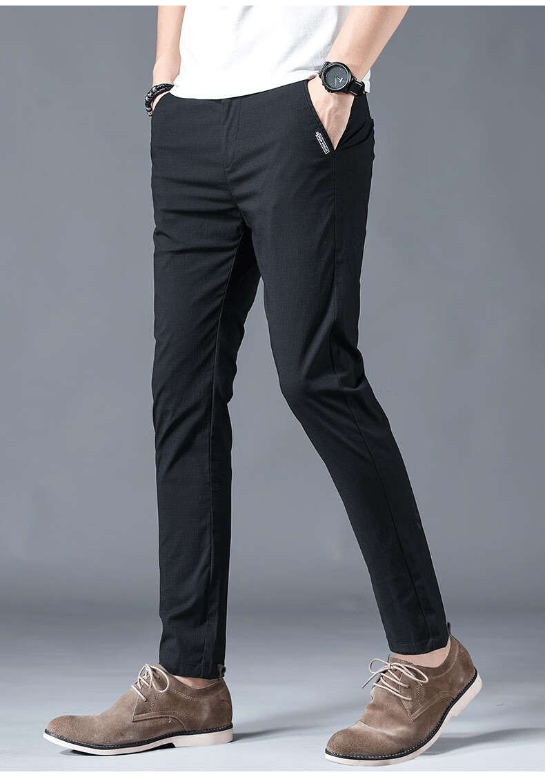 秋季冰丝超薄款休闲西装裤韩版潮流修身青年西裤男士直筒商务正装